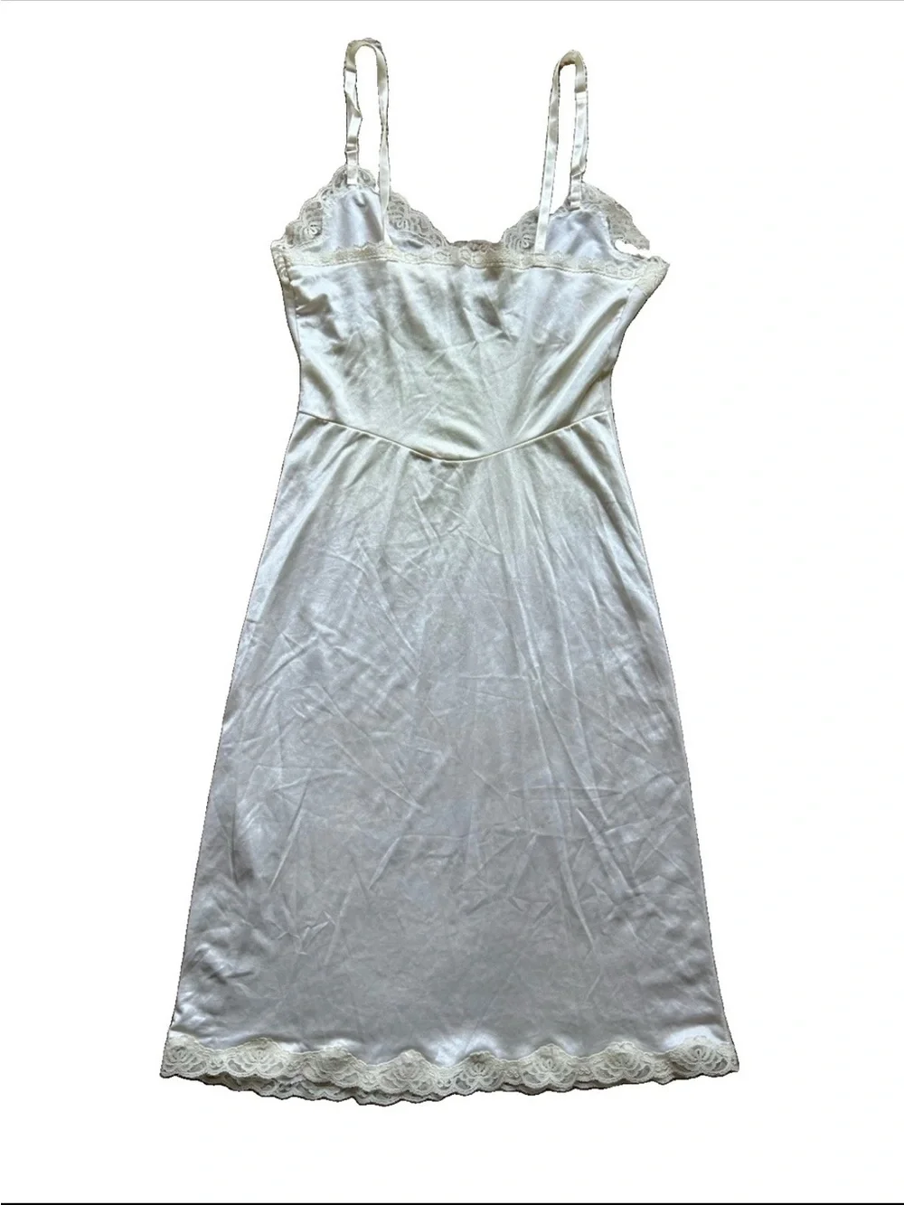 Vintage Y2K 90s Ivory Slip Dress S Babydoll Romantic Cottagecore Lace Trim Sheer